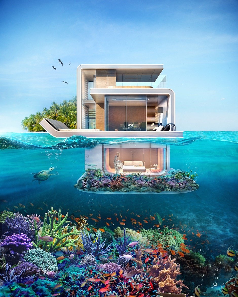 Floating Seahorse Three Level House in Dubai Blueprint Concept