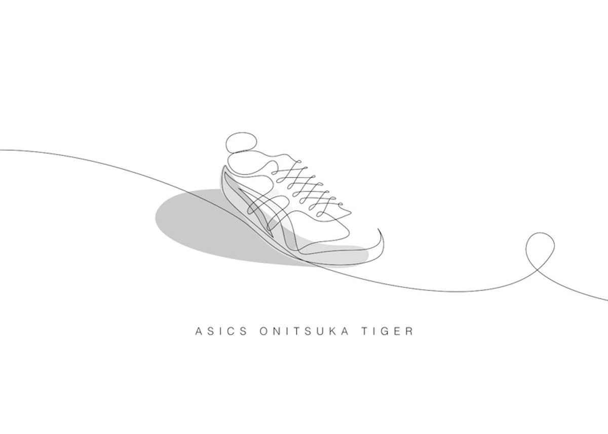 one line asics onitsuka tiger sneaker illustration Differantly 