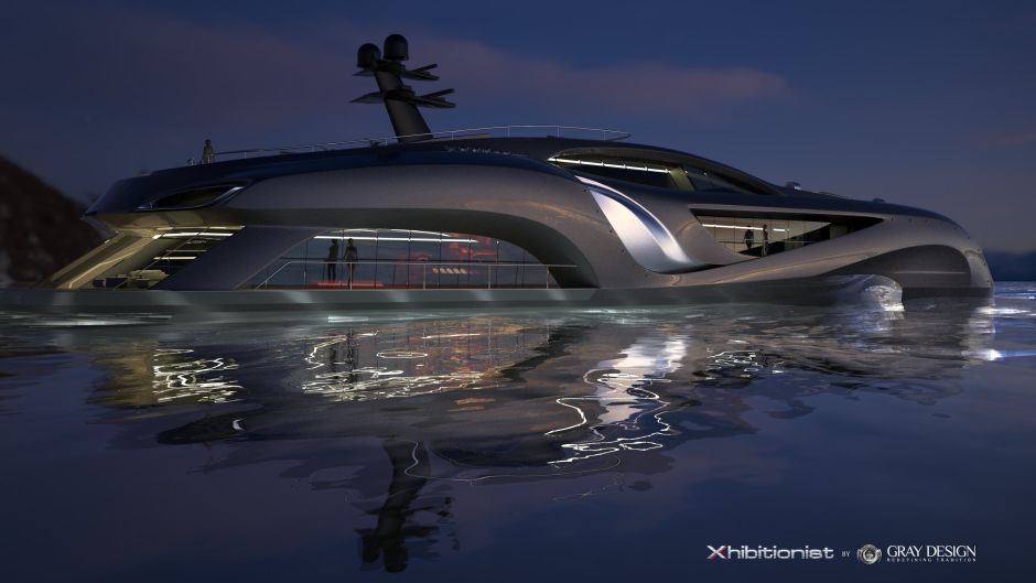 Xhibitionist Yacht Megayacht Boot Luxus Russland Prunk Teuer Gray Design Meer Konzept