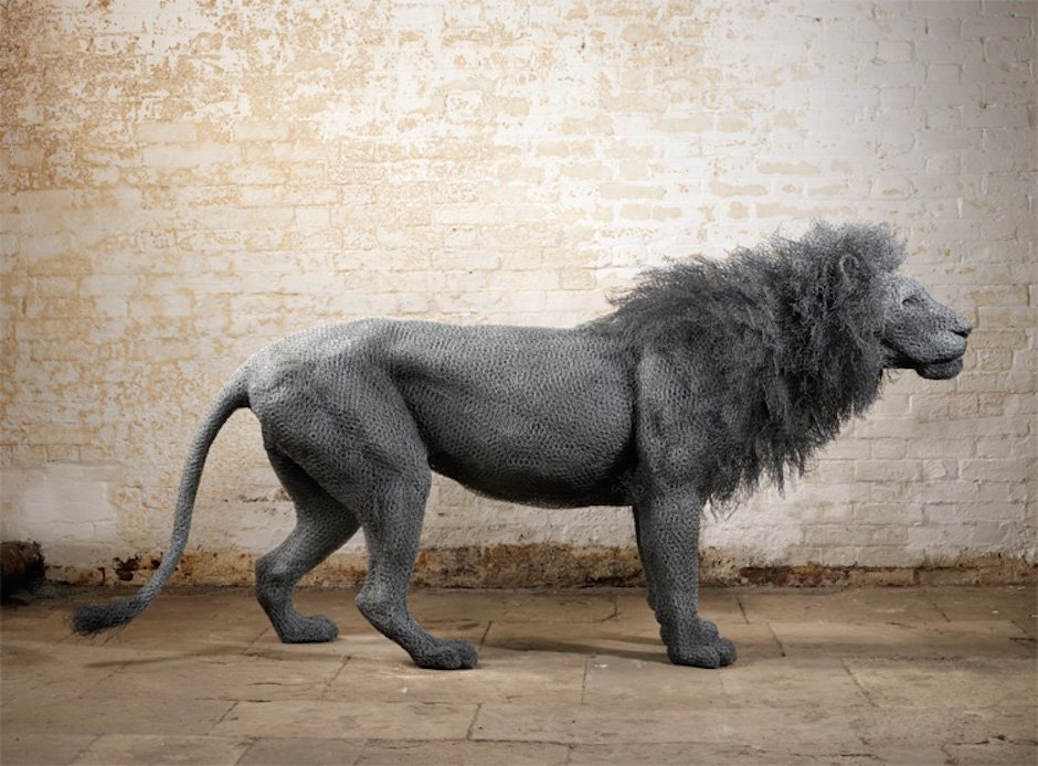 Löwe Lion Draht Tier Kunst Animal Skulptur Kendra Haste