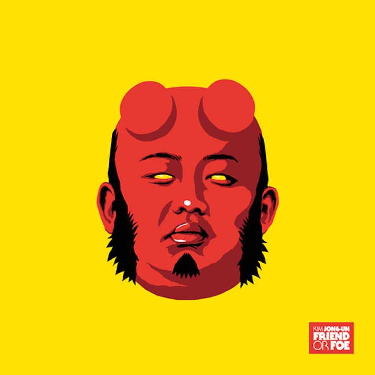 Kim Jong-Un Hellboy Butcher Billy Illustration Poster Kunst Satire