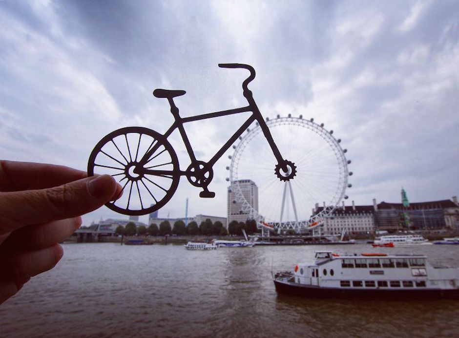 Rich McCor Paperboyo London Eye Bicycle Cut Out Fahrrad Ausgeschnitten Papier London Eye Themse instagram