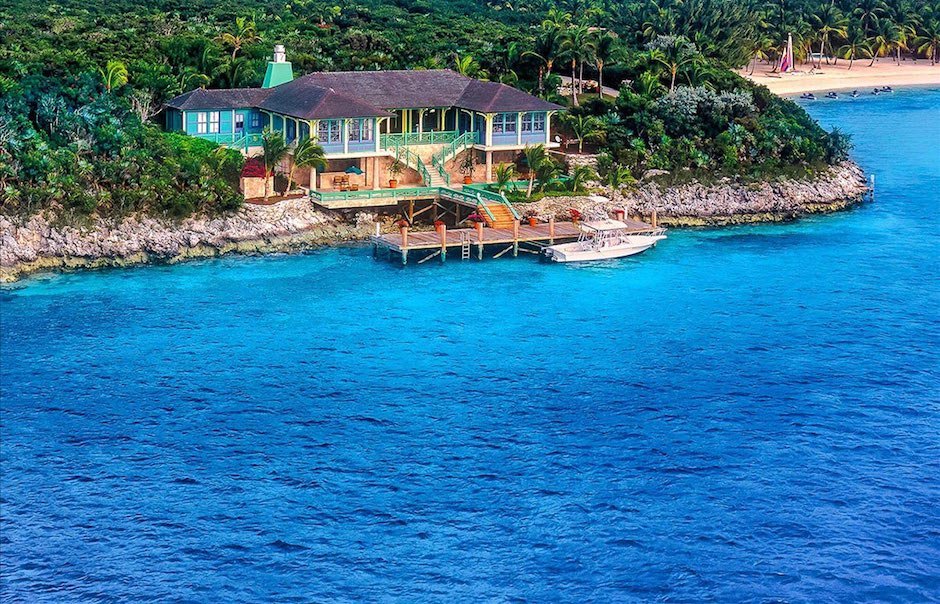 Musha Cay Insel Bahamas David Copperfield Magier Privatinsel Hotel Mieten Luxus Azur blau Palmen Haus Villa Urlaub