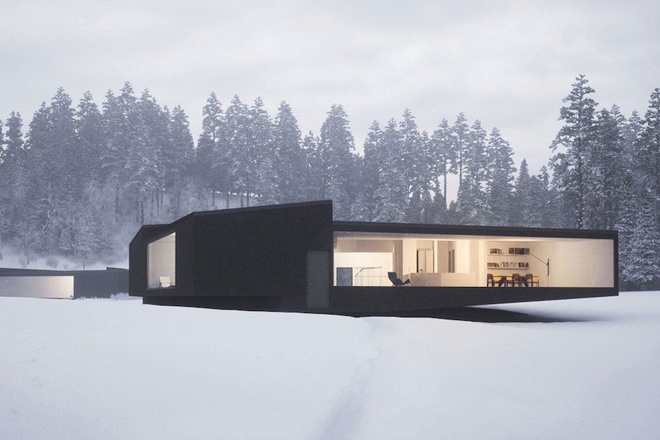 WOJR Geometric Twin Houses New York Winter Schnee Landschaft Natur Modern Minimalistisch