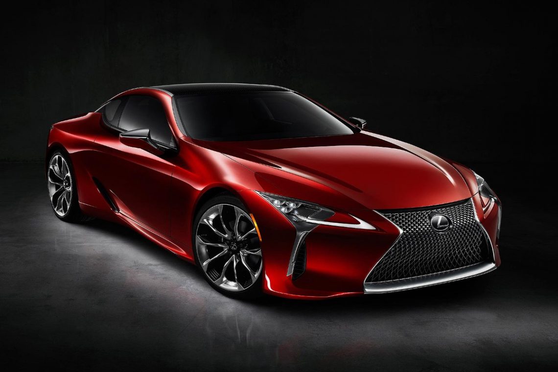 Lexus LC 500 Premiere Detroit Front schwarz rot Felgen Diablo Kühlergrill Spoiler Splitter Sportwagen V8