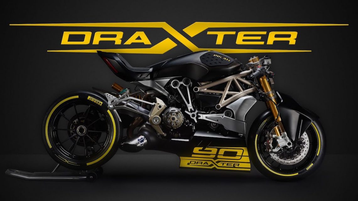 Ducati Draxter Motorrad Bike Drag Racing Pirelli schwarz gelb 90 Jahre