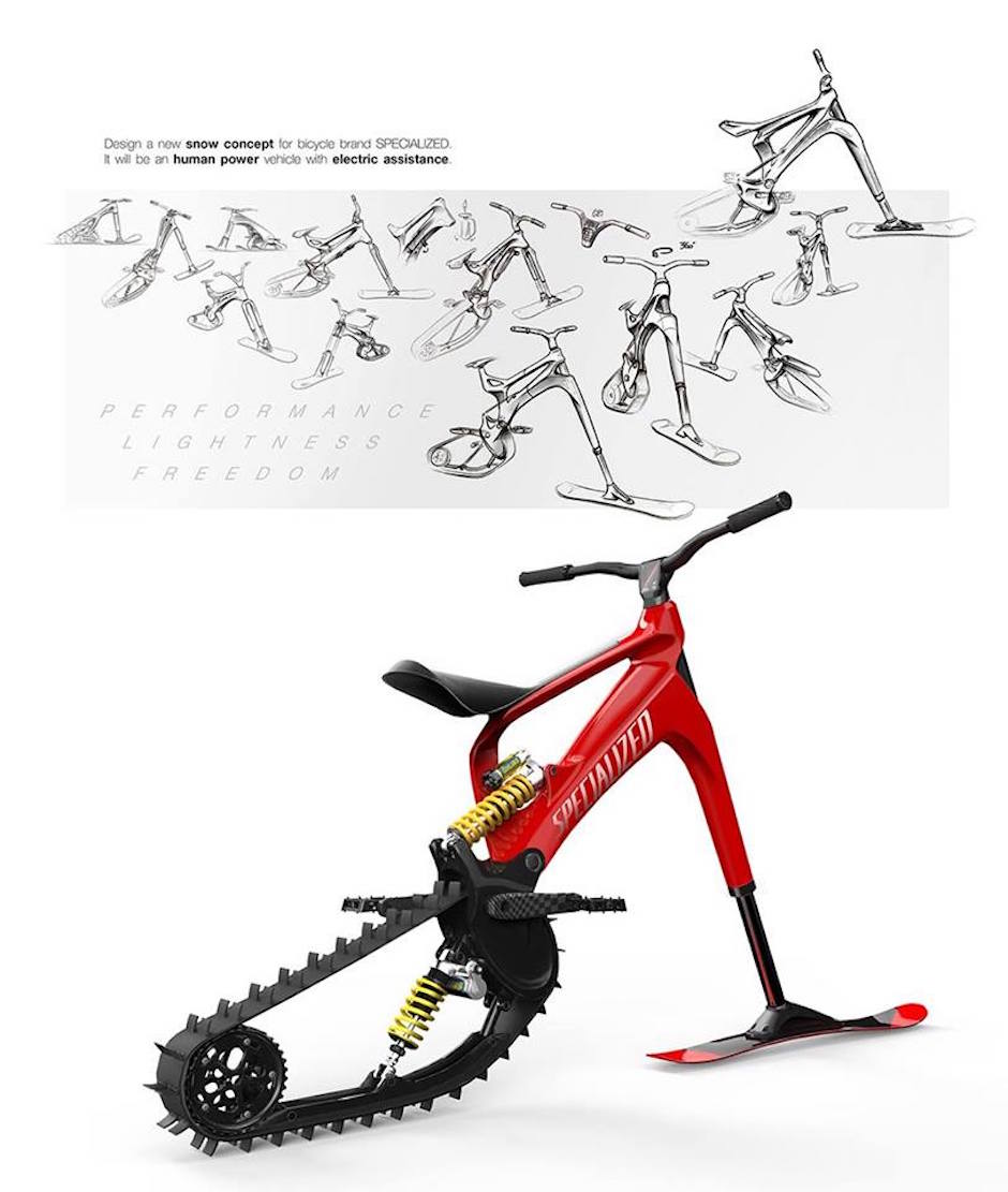 Snowmoto Specialized Electric Snowbike Konzept