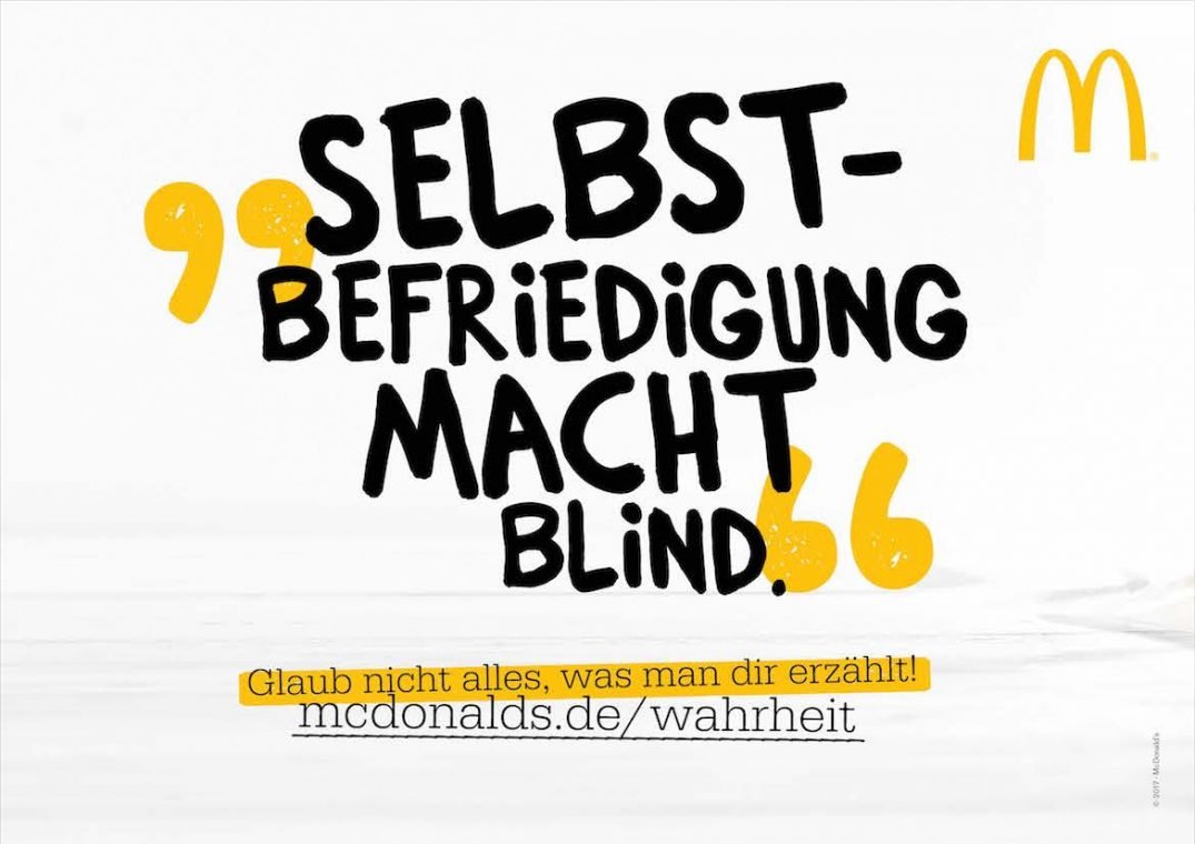 McDonalds Wahrheit Selbstbefriedigung macht blind glaub nicht alles was man dir erzählt