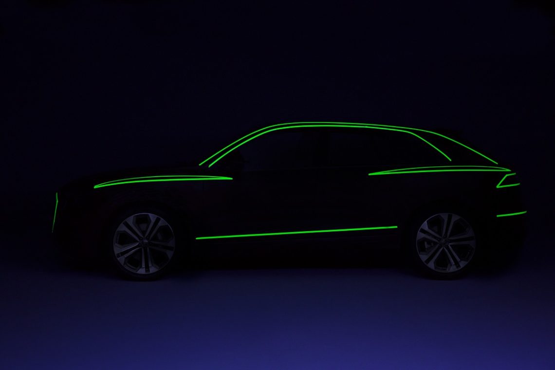 Audi Q8 Side view design study green tape
